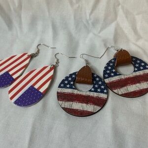 American Flag Earrings Patriotic USA Fourth of‎ July Dangle Drop Earrings